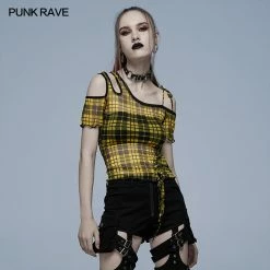 Punkravestore Daily Punk Plaid Mesh T-shirt