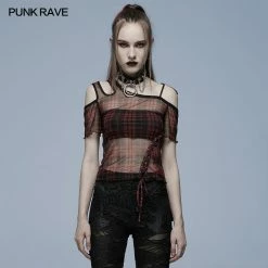 Punkravestore Daily Punk Plaid Mesh T-shirt