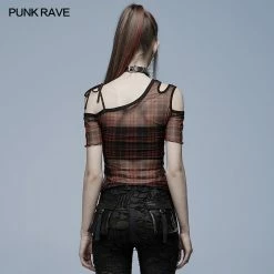 Punkravestore Daily Punk Plaid Mesh T-shirt