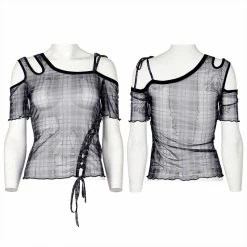 Punkravestore Daily Punk Plaid Mesh T-shirt
