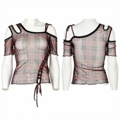 Punkravestore Daily Punk Plaid Mesh T-shirt