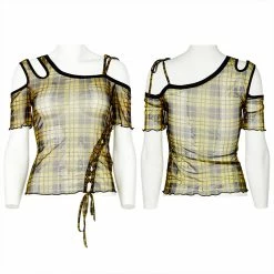 Punkravestore Daily Punk Plaid Mesh T-shirt