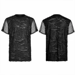 Punk Rave Store Goth Daily Wear Knited Broken Holes Short Sleeve T-shirt