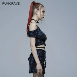 Punkravestore Gothic Knitted Print T-shirt