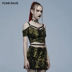 Punkravestore Gothic Knitted Print T-shirt