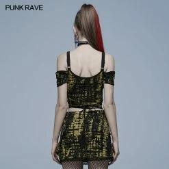 Punkravestore Gothic Knitted Print T-shirt