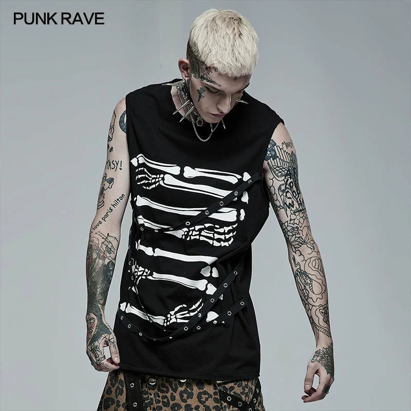 Punk Rave Store Punk Daily Wear Printing Sleeveless T-shirt 3 Punk Rave Store Punk Daily Wear Printing Sleeveless T-shirt