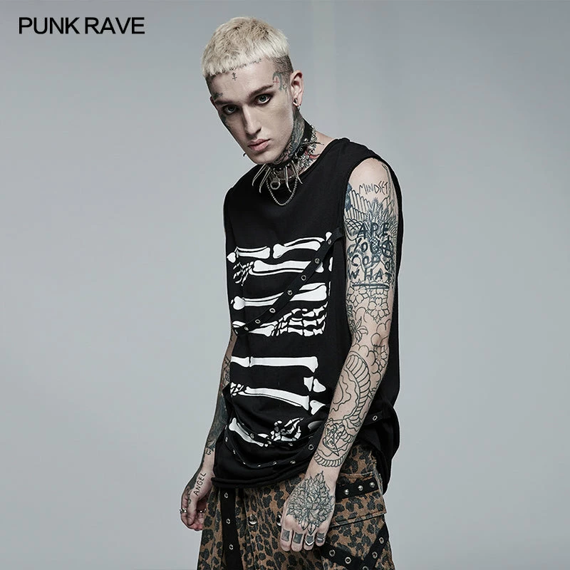 Punk Rave Store Punk Daily Wear Printing Sleeveless T-shirt 4 Punk Rave Store Punk Daily Wear Printing Sleeveless T-shirt