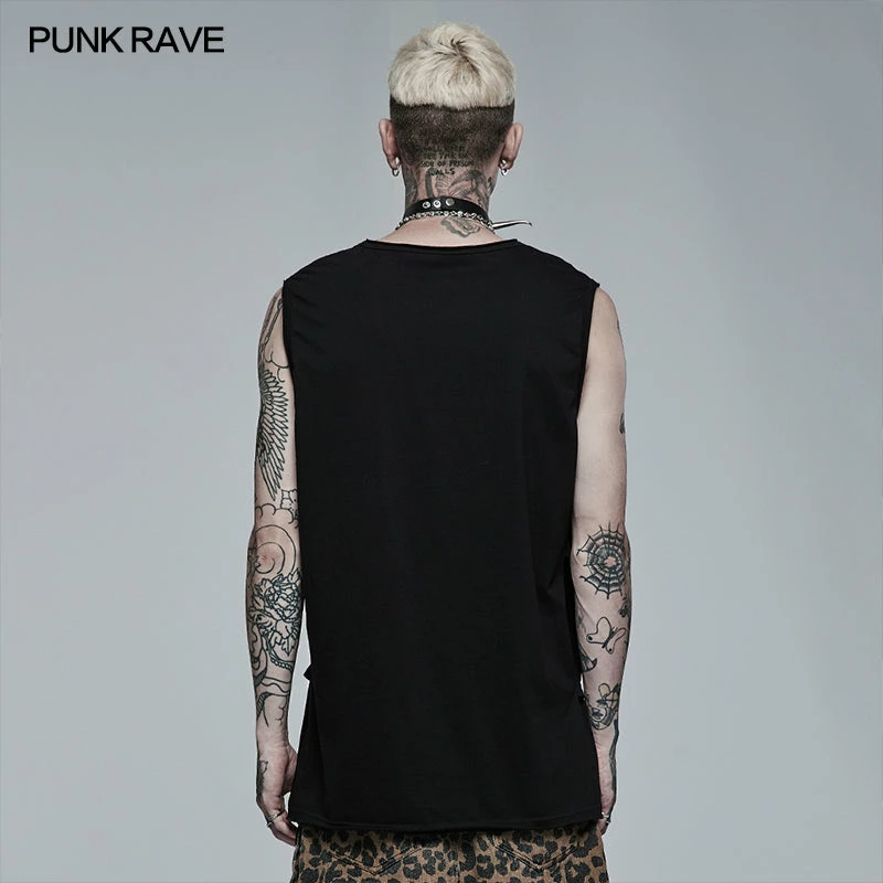 Punk Rave Store Punk Daily Wear Printing Sleeveless T-shirt 5 Punk Rave Store Punk Daily Wear Printing Sleeveless T-shirt