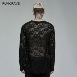Punk Rave Store Punk Daily Wear Skull Mesh Long Sleeve T-shirt 9 Punk Rave Store Punk Daily Wear Skull Mesh Long Sleeve T-shirt