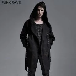 Punkravestore Dark Printed Medium-length Coat