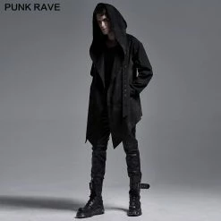 Punkravestore Dark Printed Medium-length Coat