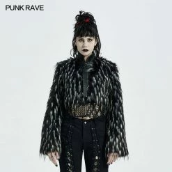 Punkravestore Goth Dark Plush Short Coat