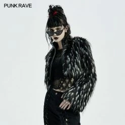 Punkravestore Goth Dark Plush Short Coat