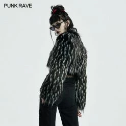 Punkravestore Goth Dark Plush Short Coat