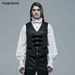 Punkravestore 2021 Goth Striped Vest