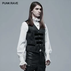 Punkravestore 2021 Goth Striped Vest