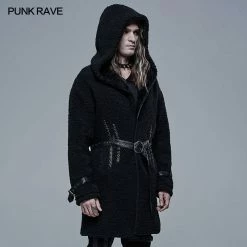 Punkravestore Goth Thick Coral Velvet Jacket Gothic Mens Jacket
