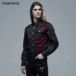 Punkravestore Punk Plaid Spliced Shirt