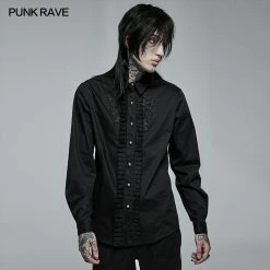 Punk Rave Store Gothic Goth Applique Long Sleeve Shirt