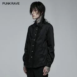 Punk Rave Store Gothic Goth Applique Long Sleeve Shirt