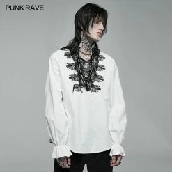 Punk Rave Store Goth Skeleton Embroidered Shirt Gothic