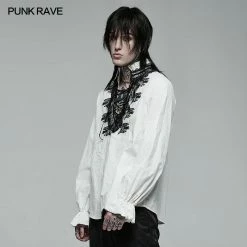 Punk Rave Store Goth Skeleton Embroidered Shirt Gothic