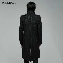 Punk Rave Store Goth Handsome Medium Length Embroidered Jacket Gothic