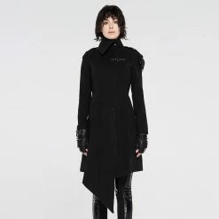 Punkravestore Gothic Steampunk Simple Military Uniform Woolen Coat