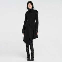 Punkravestore Gothic Steampunk Simple Military Uniform Woolen Coat