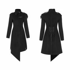 Punkravestore Gothic Steampunk Simple Military Uniform Woolen Coat