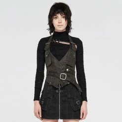 Punkravestore Metal Heavy Punk Halter Vest Gothic Steampunk