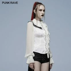Punkravestore Lolita Blouse Gothic Asymmetric Jacquard Shirt