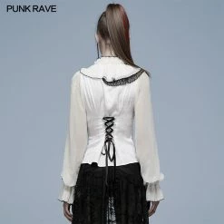 Punkravestore Lolita Blouse Gothic Asymmetric Jacquard Shirt
