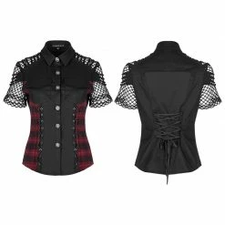 Punkravestore Personalized Punk Red Plaid Shirt