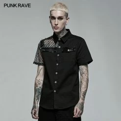 Punk Rave Store Punk Asymmetric Stitching Shirt