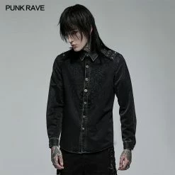 Punk Rave Store Punk Skeleton Embroidered Shirt