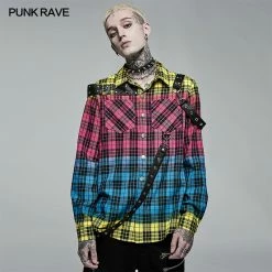 Punkravestore Punk Color Plaid Shirt