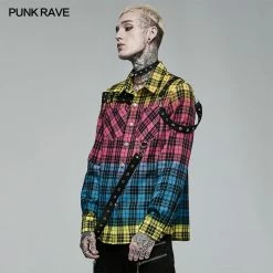 Punkravestore Punk Color Plaid Shirt